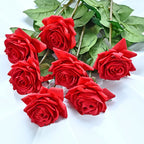 7pcs Pink Rose Artificial Flowers Real Touch Silk Flowers For Home Wedding Table Bouquet Party Decoration