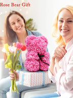 Fashion Artificial Rose Bear Gifts PE Eternal Rose Bear for Mom Mother's Day Birthday Valentine's Day Wedding Party Decoration