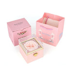 Caja Joyero Giratoria con Rosa Eterna — Exhibidor de Anillos, 3 Colores, Propuesta y Boda