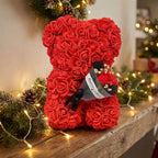 24cm Size Eternal Rose Bear Long Lasting Foam Flowers Rose Bear Artificial Rose Creative Design Artificial Flower Gift