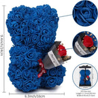 24cm Size Eternal Rose Bear Flower Bouquet Long Lasting Rose Bear Creative Design Artificial Rose Artificial Foam Flowers Bear