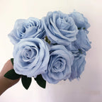 9Heads Roses Bouquet Artificial Flower light blue royal blue deep blue Rose Fake Rose Living Room  Decoration Wedding