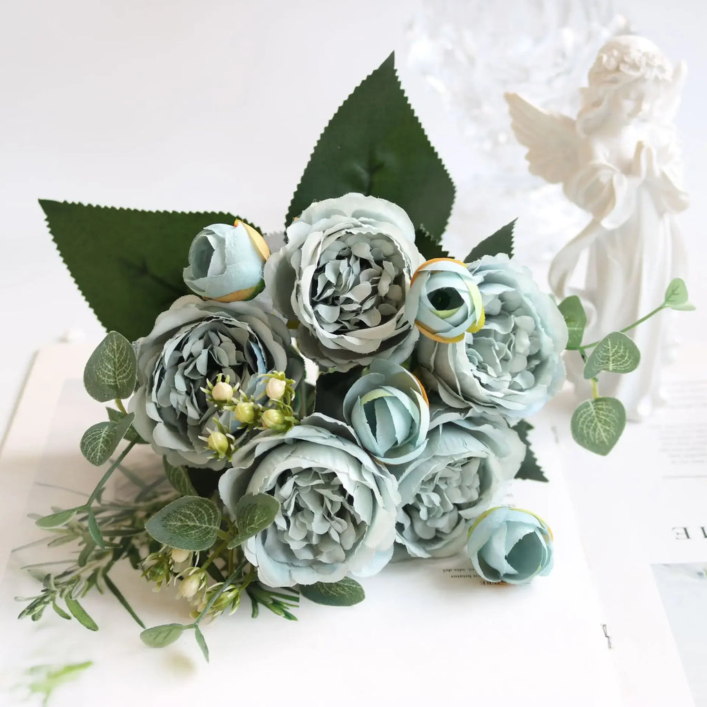 Rosas de Seda Flor Grande — Ramo Lujoso, 34 Colores, Disponible al Mayor