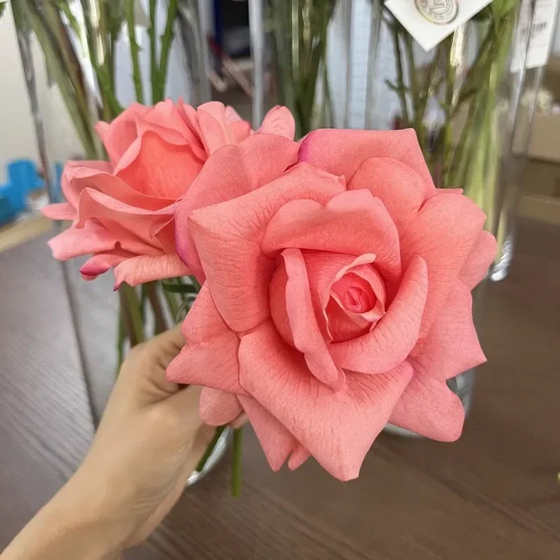 Rosas Real Touch con Humedad — Ramo 10 Tallos Látex, 9 Colores, Novia y Hogar