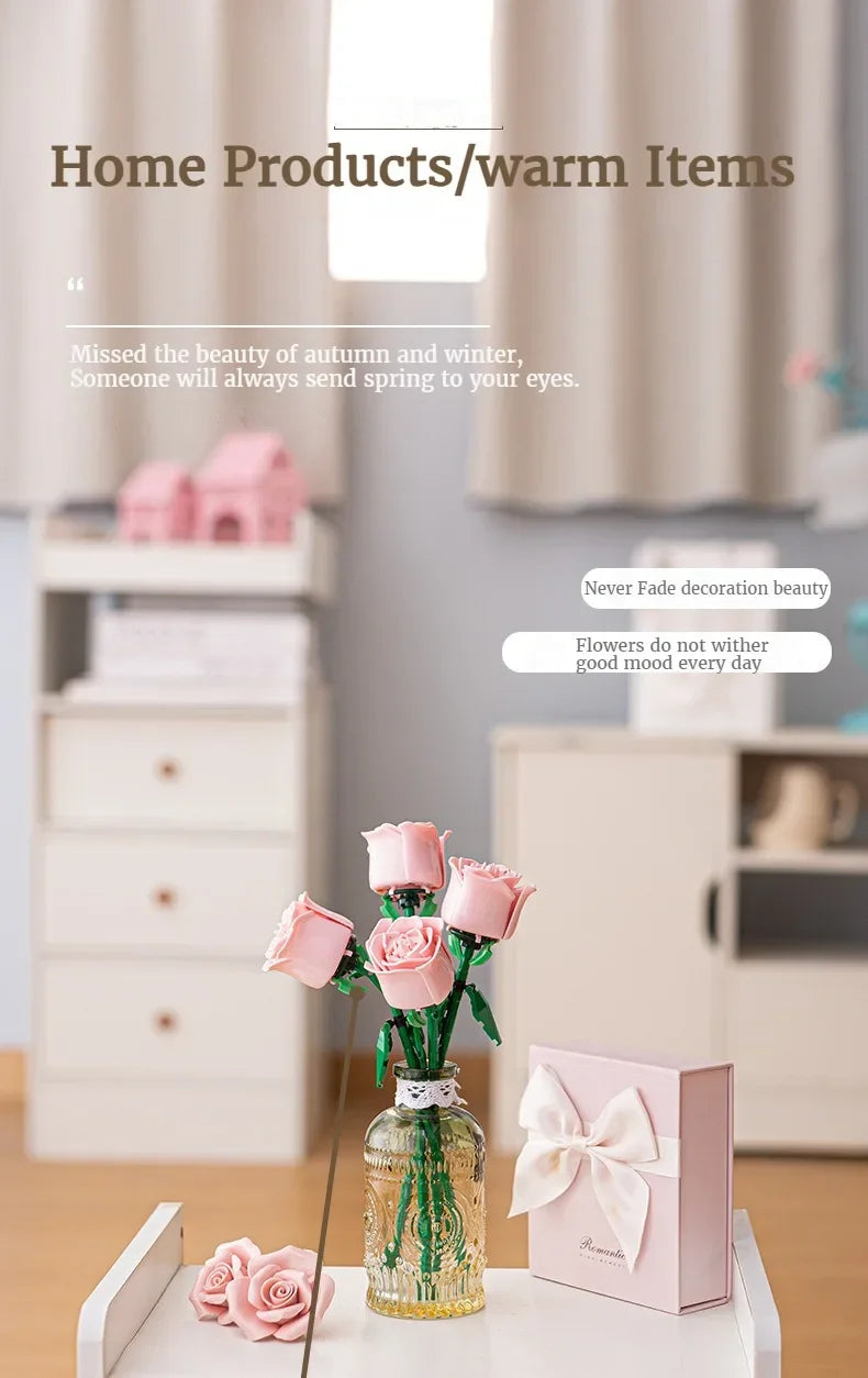 Eternal Flower Rose Building Block Toy Compatible with  Assembly Decoration Girl Valentine's Day Teacher's Day Gift