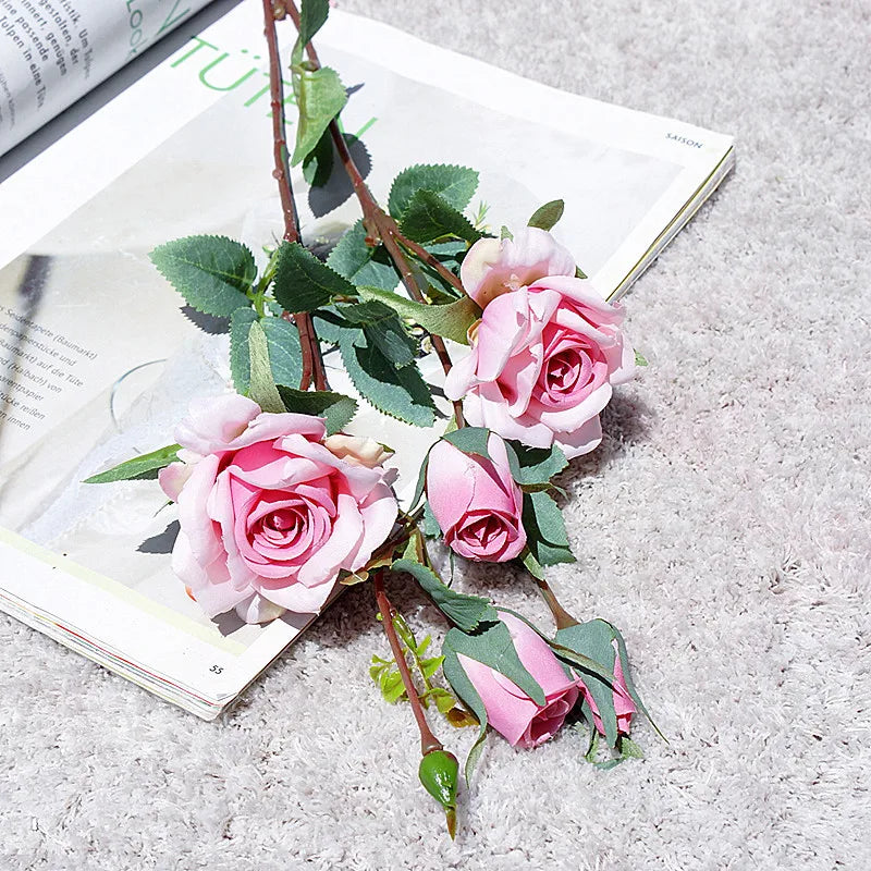 Rosa de Seda Delicada Tallo Individual — 5 Colores, Hogar, Bodas y San Valentín