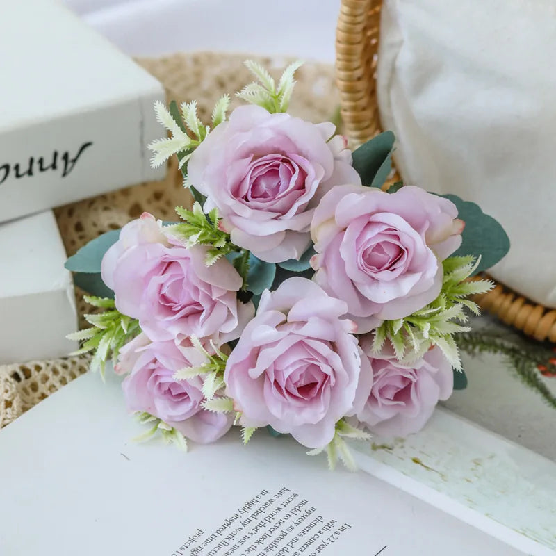 YO CHO Artificial Silk Rose Flower  6 Heads  Home Decoration  Wedding Party Aritificial Rose Flower
