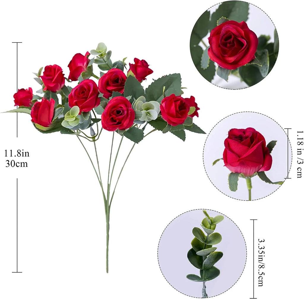 Ramo 10 Cabezas Rosa, Peonía y Eucalipto de Seda — Hogar, Boda y Mesa