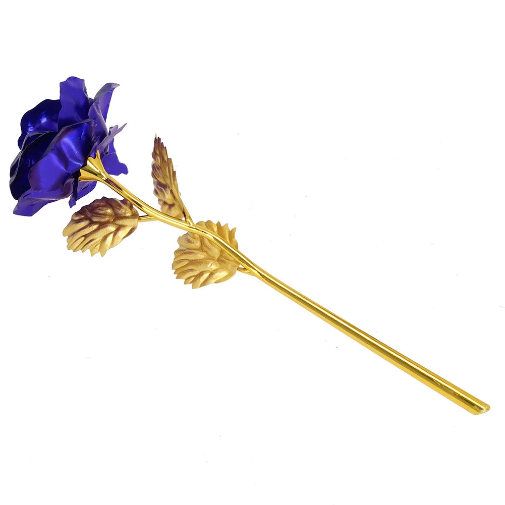 24K Eternal Rose Artificial Flowers Foil Plated Gold Rose Wedding Valentine's Day Decoration Mother's Day Gifts Fake Flower