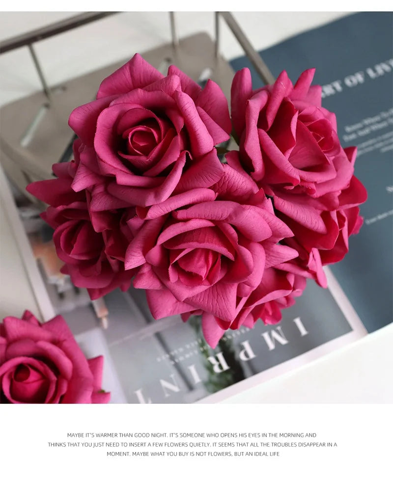 Real Touch Curling Rose Artificial Latex Flowers Moisturizing Wedding Photography Flower Arrangement Home Desktop Decoration