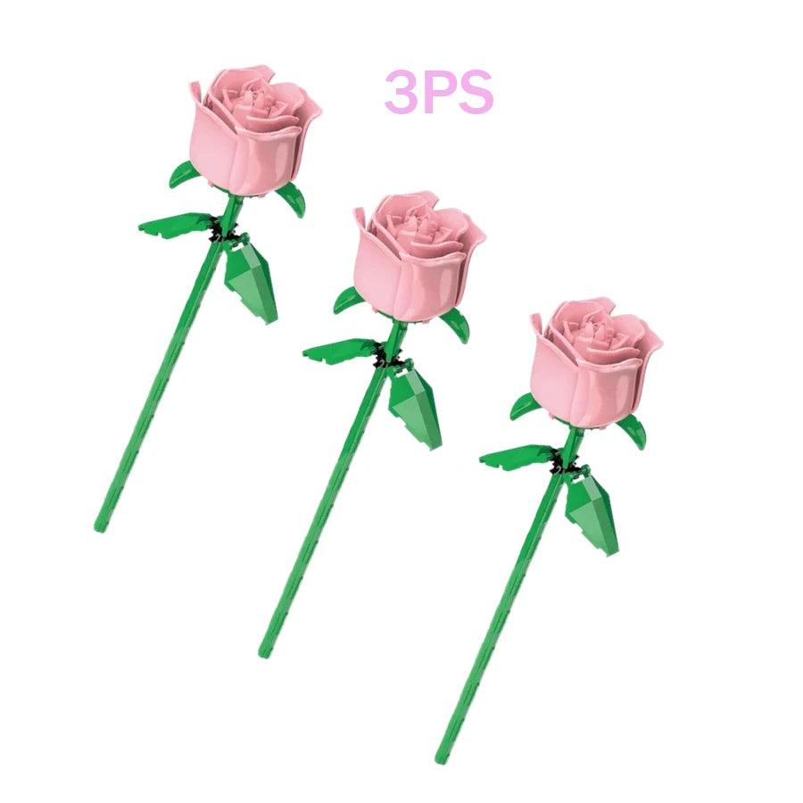 Eternal Building Rose Couple 3D Red/Pink/Blue Rose Toys Bouquet Love Home Decoration Mother's Day Valentine's Day Birthday Gift