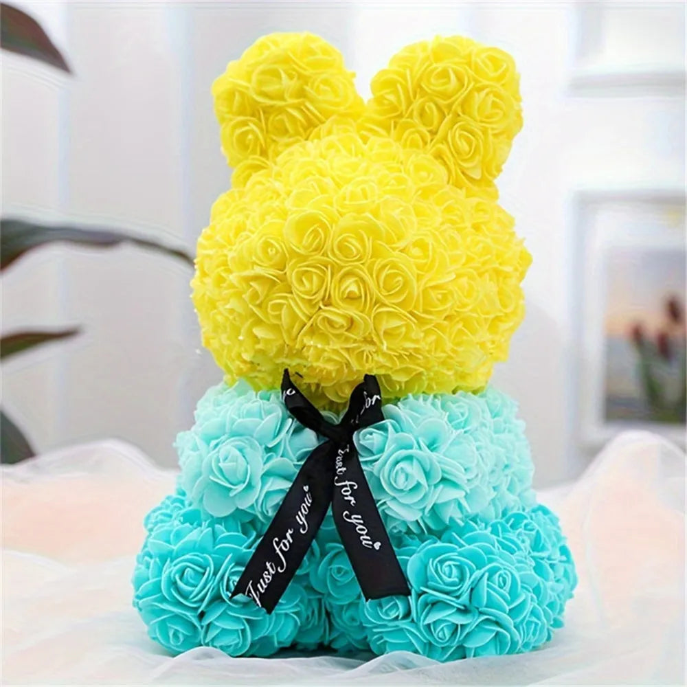 1pc 25cm Eternal Artificial Flower Rose Rabbit Romantic Gift For Birthday Anniversary Valentine's Wedding Decoration Home Decor