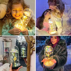 Rosa en Cúpula de Cristal con LED — Estilo La Bella y la Bestia, 16 Estilos, Regalo