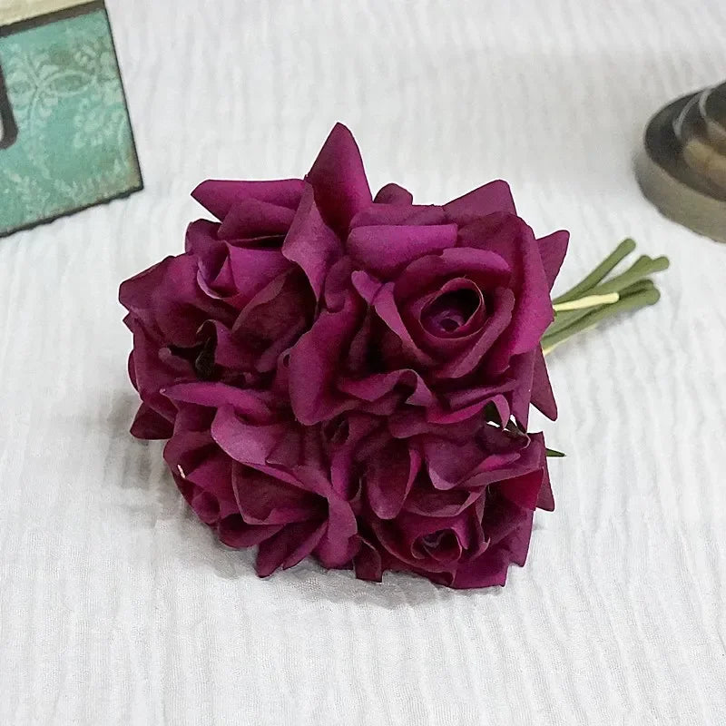 Rosas Látex con Humedad — Ramo 5 Cabezas, 10 Colores Morandi, Novia y Cumpleaños