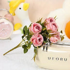 Retro Artificial Roses Bouquet Elegance Bridal Wedding Realistic Roses Flowers Floral Arrangement Ornaments Home Decoration