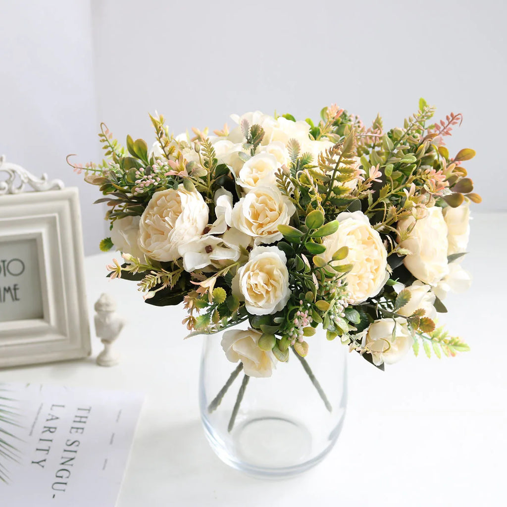 Ramo de Peonía y Rosa Otoño — 6 Colores, Hogar y Decoración de Boda