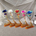 Eternal Rose Colorful Galaxy Artificial Flowers 24K Gold Foil Flower Love Base Flare box for Girlfriend Valentine's Day Gift