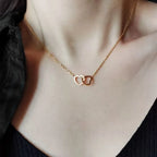 2025 New Eternal Real Rose Rotating box Double Heart Custom Engraved Name Steel Necklace for Valentines Birthday Jewelry Gift