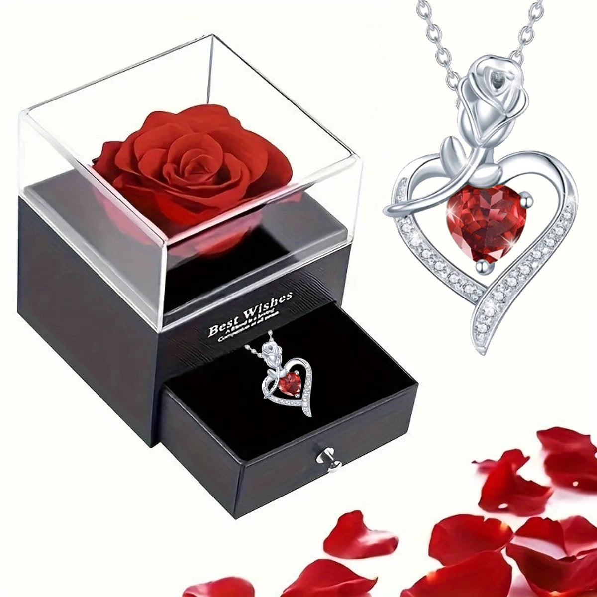 1 Set Romantic Red Roses Eternal Flower Gift Box - for Mother's Day, Valentine's, Birthdays for Wife, Lover, Daughter 