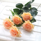 7pcs Pink Rose Artificial Flowers Real Touch Silk Flowers For Home Wedding Table Bouquet Party Decoration