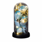 Romantic Eternal Rose Light 3 Heads Soap Flower Transparent Dome Artificial Rose Light Luminous Realistic LED Eternal Flower