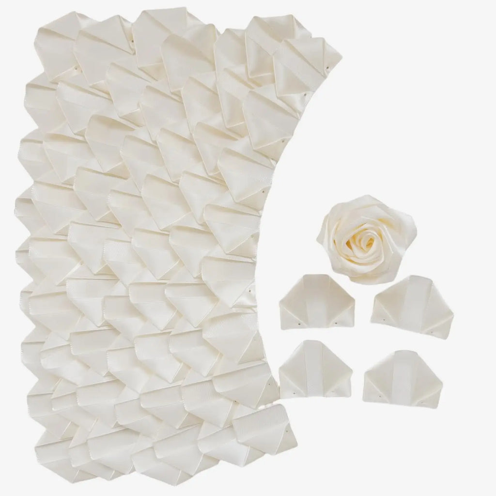 Yannew 300pcs Premade Handcrafted Silk Rose Petals for DIY Eternal Rose Flowers Bouquets with Stem Leaf Birthday Gifts for Women