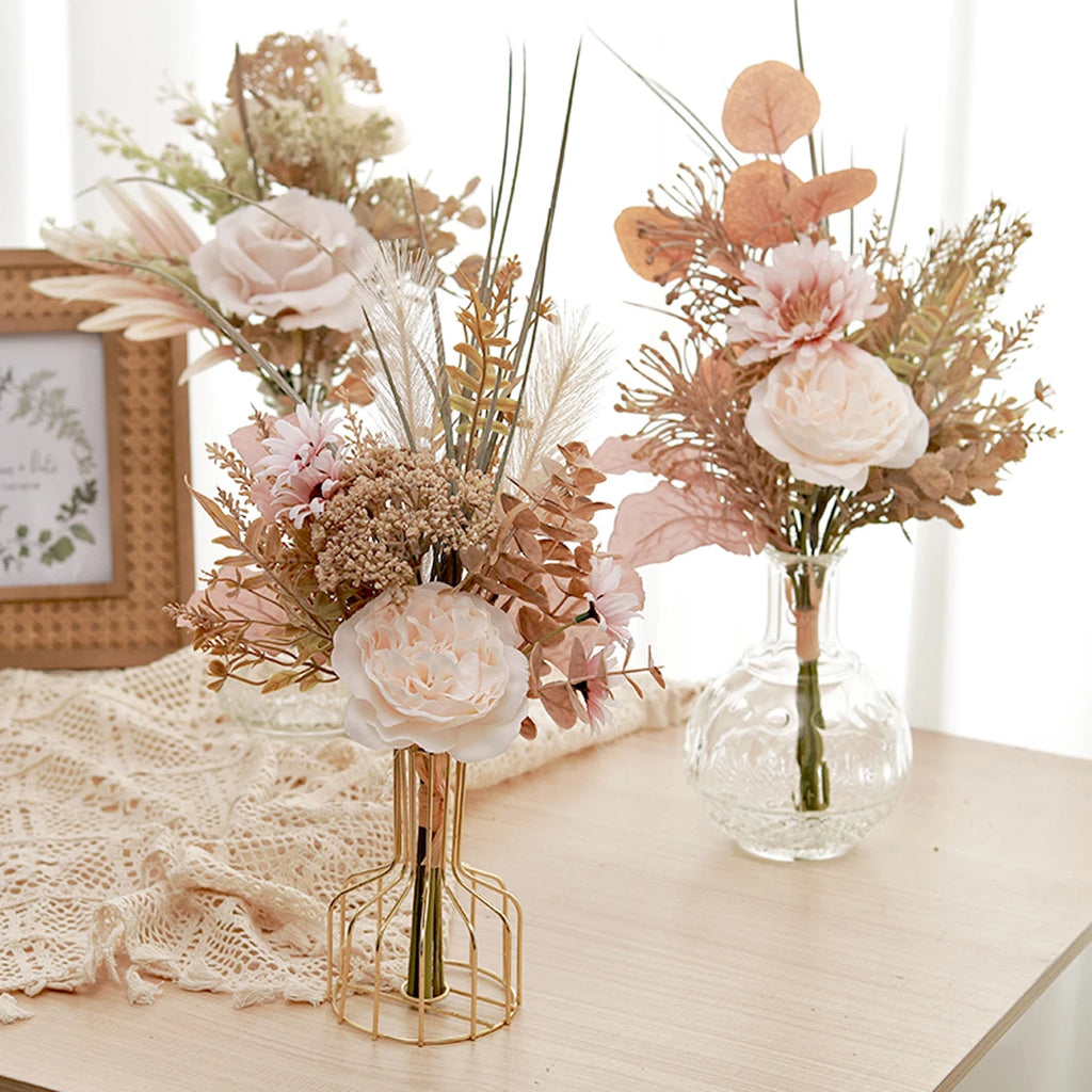 Ramo Mixto Peonía, Rosa y Pampas — Eucalipto, DIY Decoración Hogar