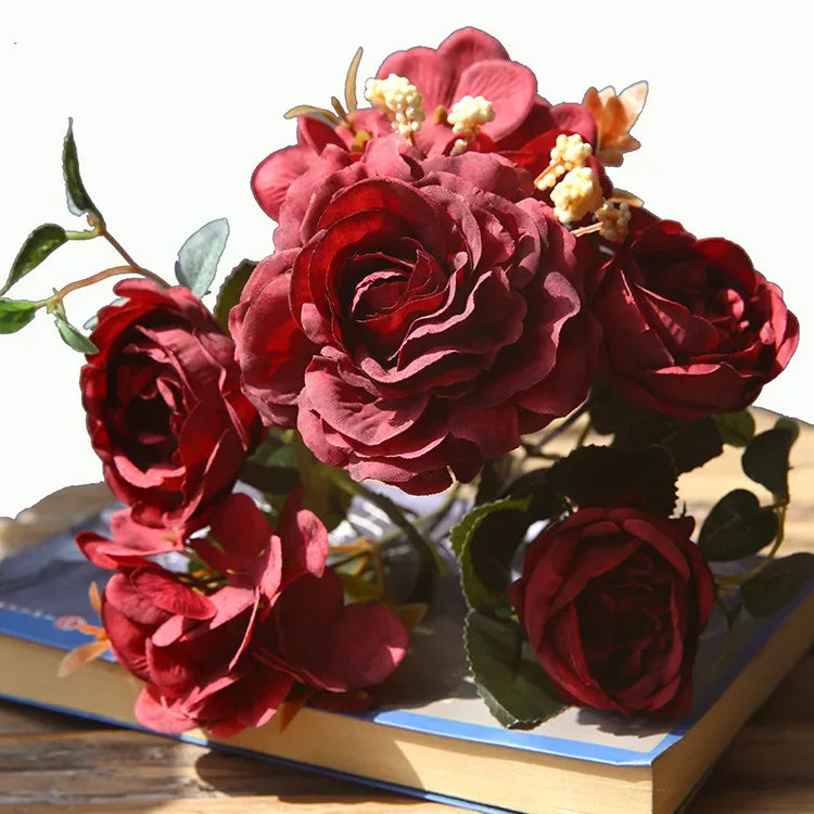 Rosas de Seda Flor Grande — Ramo Lujoso, 34 Colores, Disponible al Mayor