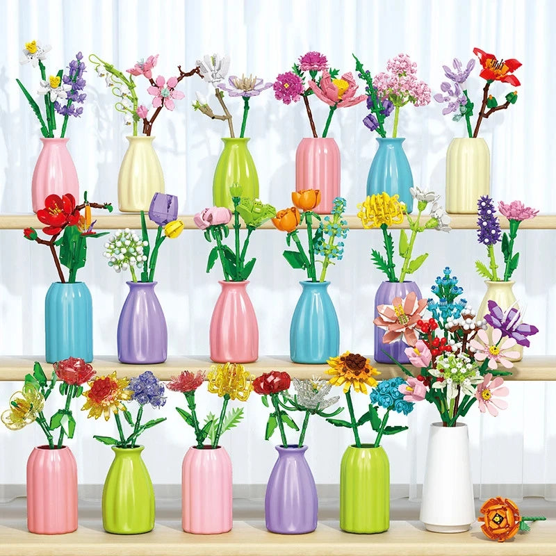 Eternal Block Flower Assembly Bouquet Desktop Decoration Block Flower Children's Puzzle Assembly Toy Bouquet