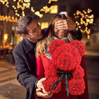 25cm Eternal Rose Bear with Gift Valentine's Day Gift Rose Embracing Bear Imitation Rose Bear Birthday Gift
