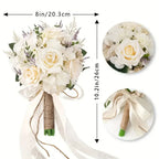 Elegant Artificial Rose Bouquet for Bride Bridesmaid Chic Realistic Everlasting Wedding Flowers Used As A Bridal Bridesmaid ﻿