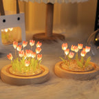 Artificial Flower Tulip Eternal Rose Flower Wedding Decor Handmade DIY LED Night Lamp Foil Glass Dome Preserved Flower Xmas Gift