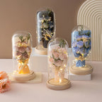 Eternal Rose LED Light glass Cover Flower Valentines Day Gift Wedding Party Decor Artificial Rose Flowers Light Christmas Gift