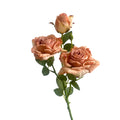 Rosa de Seda Borde Quemado Estilo Francés — Tallo 3 Cabezas, 8 Colores, Boda y Eventos