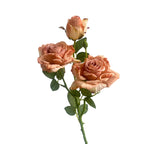 Rosa de Seda Borde Quemado Estilo Francés — Tallo 3 Cabezas, 8 Colores, Boda y Eventos