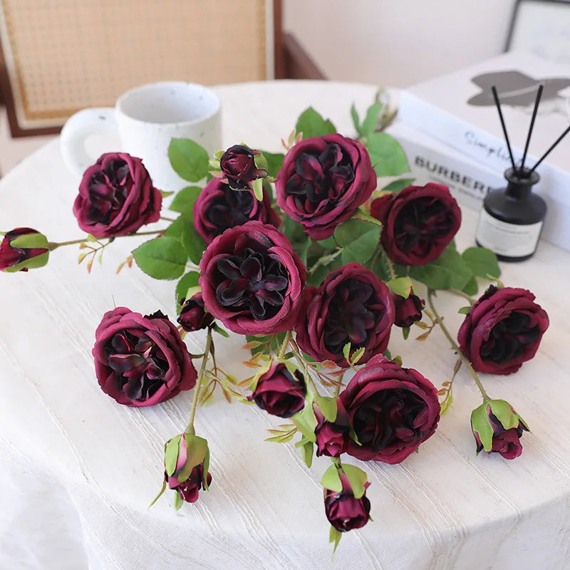Rosa Austin de Seda Tallo Largo — Ecológica, 5 Colores, Bodas y San Valentín