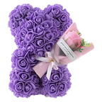 24cm Size Eternal Rose Bear Flower Bouquet Long Lasting Rose Bear Creative Design Artificial Rose Artificial Foam Flowers Bear
