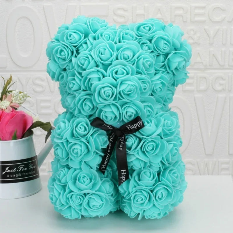 Romantic Valentine's Day Creative Eternal Flower Rose Bear Christmas Gift Rose Bear Hug Bear Wedding Flower Decoration Gift