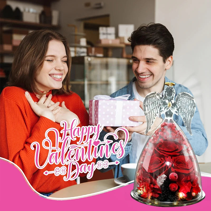 LED Eternal Rose Flower Cover Anniversary Valentine Mothers Day Birthday Thanksgiving Gift Bedroom Table Decote For Boy And Girl