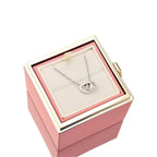 2025 New Eternal Real Rose Rotating box Double Heart Custom Engraved Name Steel Necklace for Valentines Birthday Jewelry Gift