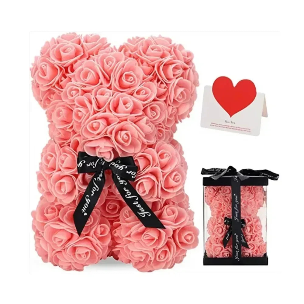 Artificial Flower Eternal Rose Teddy Bear for  Birthday Anniversary Gifts & Decor Miniatures A for my Girlfriend Valentine's Day