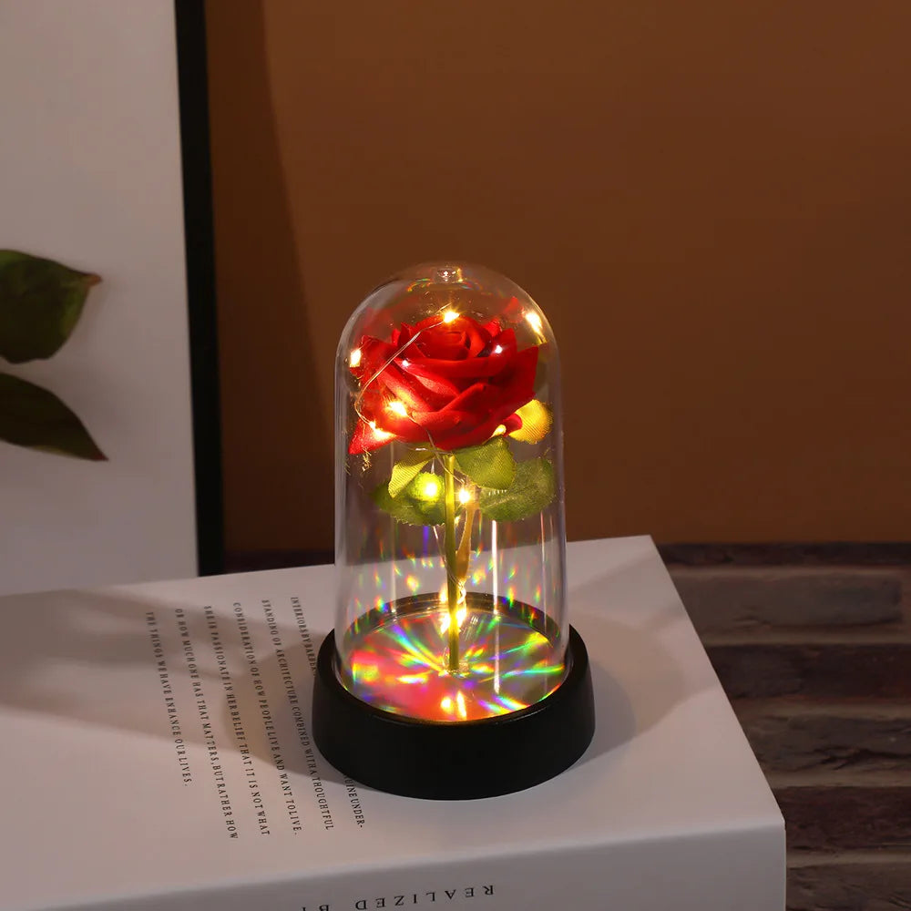 Eternal Rose Single Bouquet with Lamp Soap Valentine's Day Gift Led Lamp Tabletop Decoration