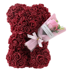 24cm Size Eternal Rose Bear Long Lasting Foam Flowers Rose Bear Artificial Rose Creative Design Artificial Flower Gift