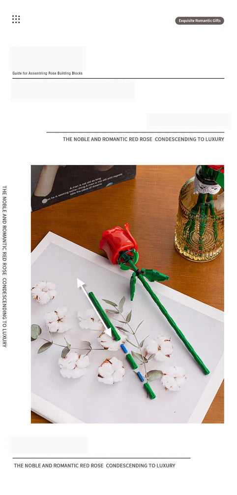 Eternal Building Rose Couple 3D Red/Pink/Blue Rose Toys Bouquet Love Home Decoration Mother's Day Valentine's Day Birthday Gift