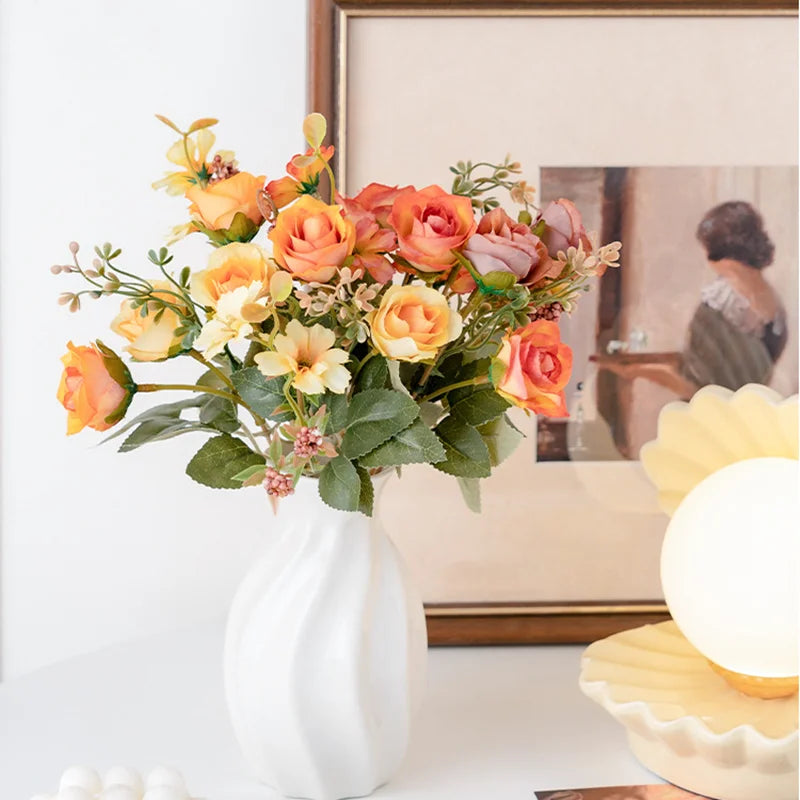 Ramo de Peonía y Rosa de Seda Otoño — 6 Colores, DIY Sala, Jardín y Boda