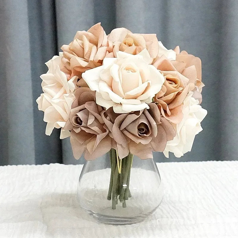 Rosas Látex con Humedad — Ramo 5 Cabezas, 10 Colores Morandi, Novia y Cumpleaños
