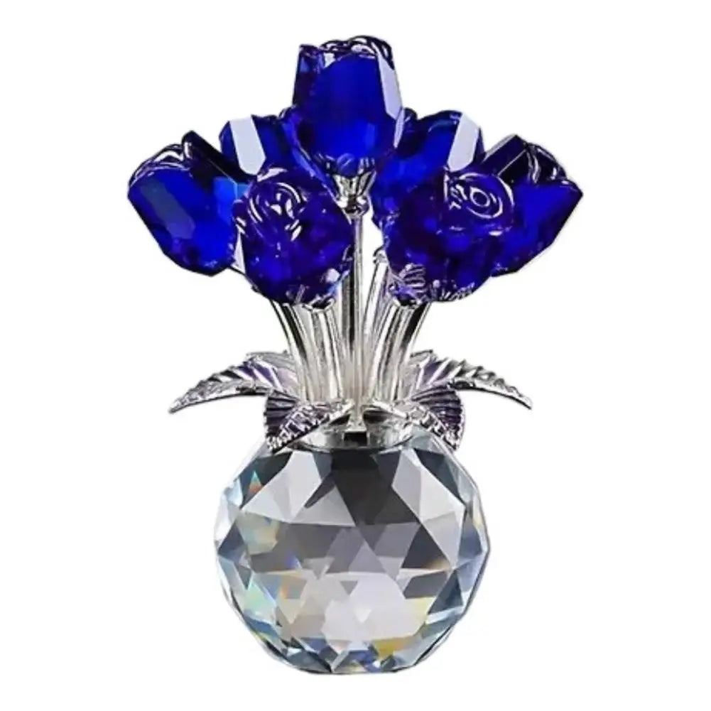 Crystal Gemstone Rose Flower Colourful Rose Bouquet Eternal Ornament Gift Figurine Red Decorative Rose Rose
