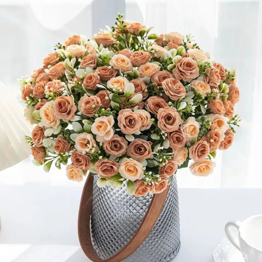 Ramo Nupcial de Rosa de Seda — Arco y Decoración DIY, 5 Colores, Boda