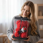 24cm Size Eternal Rose Bear Flower Bouquet Long Lasting Rose Bear Creative Design Artificial Rose Artificial Foam Flowers Bear