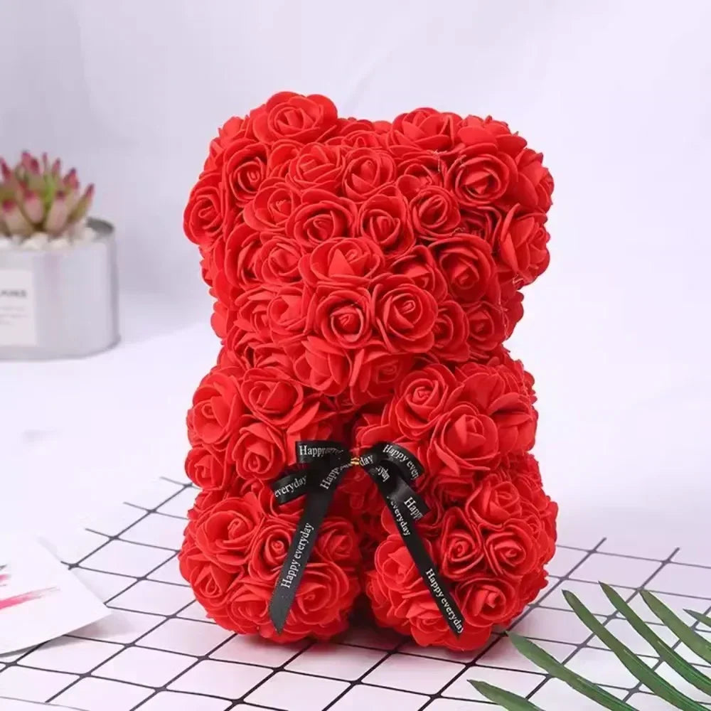 Artificial Flower Eternal Rose Teddy Bear for  Birthday Anniversary Gifts & Decor Miniatures A for my Girlfriend Valentine's Day